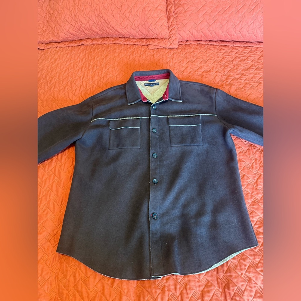 Tommy Hilfiger brown wool-lined suede coat XL